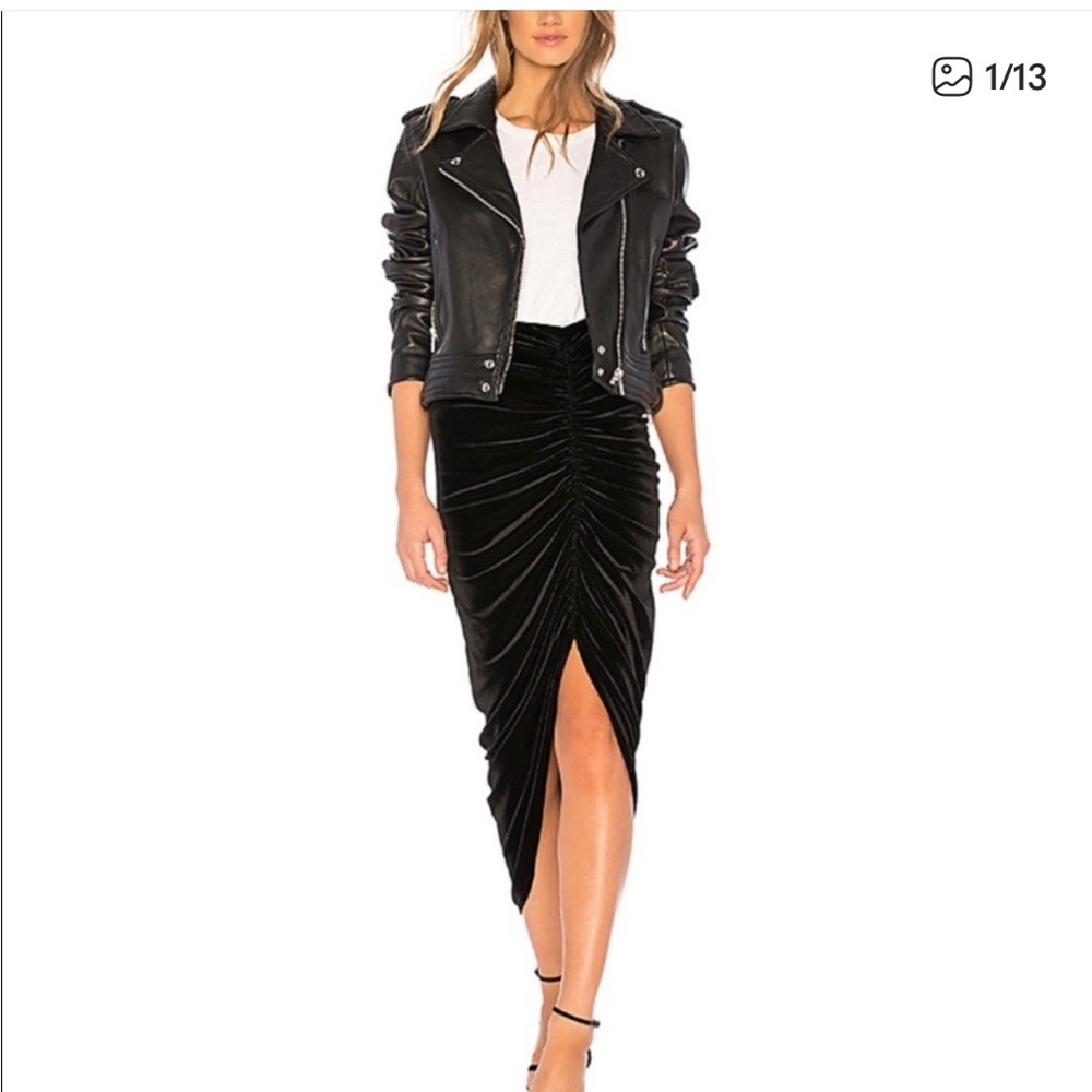 Bailey 44 Black Velvet Gathered Pencil Skirt Size XS Made in USA NWT